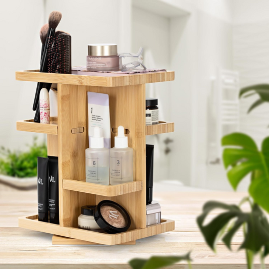 Lippy and Bliss Rotating Bamboo Makeup Organiser